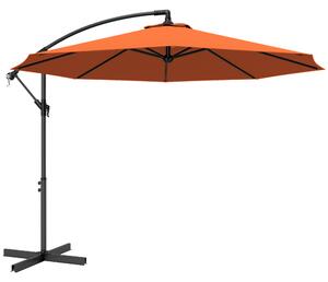Outsunny 3 m Cantilever Parasol with Cross Base, Offset Outdoor Umbrella with Crank Handle, Hanging Sun Shade, Orange