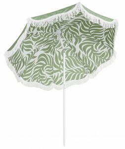 Outsunny 1.8 m Beach Umbrella Parasol with Sand Anchor, Portable Tilting Garden Parasol with Adjustable Height, Green