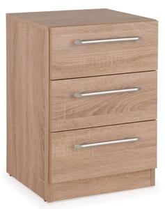 Holborn 3 Drawer Bedside Table, Light Wood