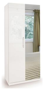 Angel Double Wardrobe, White High Gloss & Mirrored