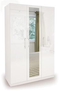 Angel Triple Wardrobe, White High Gloss & Mirrored