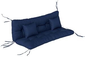 Outsunny Outdoor Seat Cushions Back Cushion with 2 Pillows, Water Repellent Seat Pads for 3-Seater Chair, Dark Blue