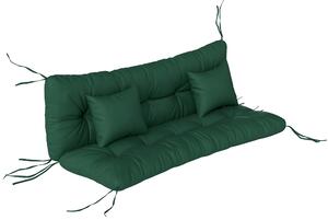 Outsunny Outdoor Seat Cushions Back Cushion with 2 Pillows, Water Repellent Seat Pads for 3-Seater Chair, Green