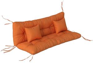 Outsunny Outdoor Seat Cushions Back Cushion with 2 Pillows, Water Repellent Seat Pads for 3-Seater Chair, Orange