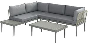 Outsunny Thee-Piece 'L' Rattan Sofa Set - Grey
