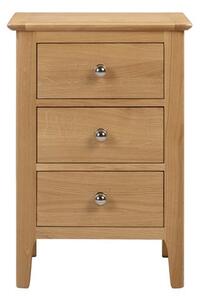 Cotswold 3 Drawer Bedside Table, Oak