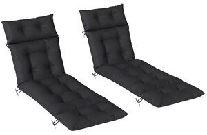 Outsunny Set of Two 190 x 56cm Sun Lounger Cushions - Black