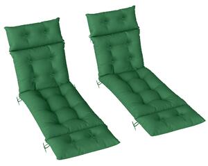 Outsunny Set of Two 190 x 56cm Sun Lounger Cushions - Green