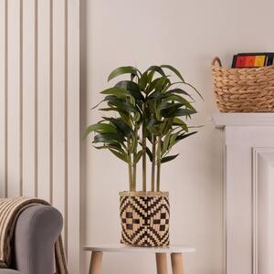 Artificial Bamboo in Woven Monochrome Plant Pot