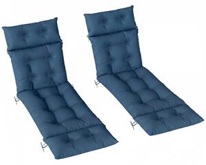 Outsunny Set of Two 190 x 56cm Sun Lounger Cushions - Navy Blue