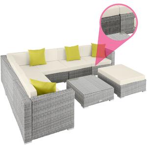 Tectake 404647 rattan garden furniture lounge marbella - light grey (colour error)