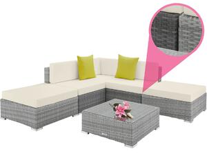 Tectake 404646 rattan garden furniture set paris - light grey (colour error)
