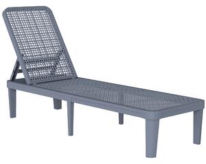 Outsunny Plastic Sun Lounger, 4-Position Adjustable Reclining Garden Lounger Sunbed for Patio, Beach, Terrace, Dark Grey