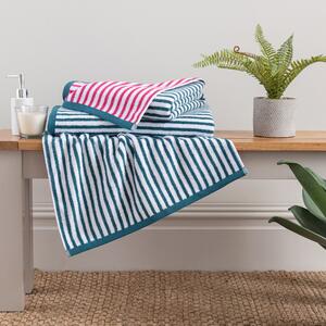 Fuscia and Peacock Striped Towel Green/Pink