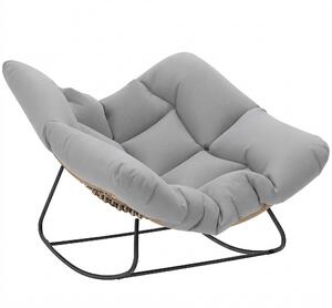 Outsunny Indoor Outdoor Rocking Chair, Oversized Rocking Egg Chair with Cushion for Living Room, Garden, Patio, Light Grey Aosom UK