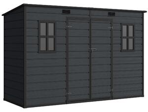 Outsunny 10 x 4 ft Resin Garden Shed, Outdoor Storage Shed with Floor, Windows, Lockable Doors and Vents, Dark Grey