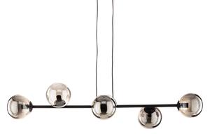 Glassy hanging light, six-bulb, graphite glass