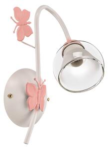 Butterfly wall light in white and pink