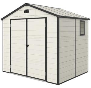 Outsunny 7.9ft x 6.2ft Aluminium Frame and Plastic Wall Shed, with Foundation - Cream White