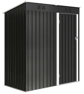 Outsunny 5 x 3 ft Lean-to Garden Shed, Outdoor Storage Shed with Lockable Door and Vents, Dark Grey