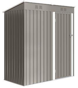 Outsunny 5 x 3 ft Lean-to Garden Shed, Outdoor Storage Shed with Lockable Door and Vents, Light Grey