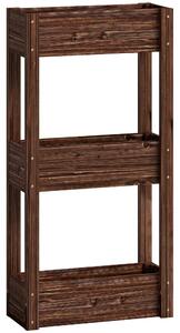 Outsunny 3-Tier Wooden Raised Planter, Raised Garden Bed on Legs with Drainage Holes and Bed Liner, Elevated Garden Planter