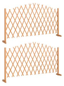 Outsunny 2 Pack Expanding Fence Panels, Wooden Freestanding Garden Fence with Stable Feet, 180 x 30 x 103cm, Brown