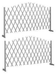 Outsunny 2 Pack Expanding Fence Panels, Wooden Freestanding Garden Fence with Stable Feet, 180 x 30 x 103cm, Dark Grey