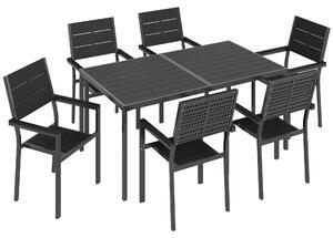 Outsunny 7 Pieces Outdoor Dining Set, Patio Table and Chairs for 6, Garden Dining Furniture Set with Slatted Tabletop