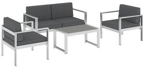 Outsunny 4 Seater Garden Furniture Set, Extra Wide Deep Garden Sofa Set with Olefin Cushions, Brushed Aluminium Frame, Dark Grey