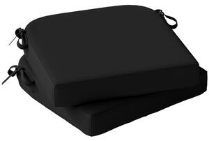 Outsunny Outdoor Chair Seat Cushions Set of 2, Garden Chair Cushions with 7cm Thick Foam & Ties, Black