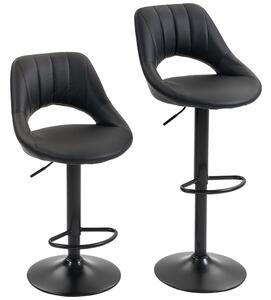 HOMCOM Set of Two Faux Leather Bar Stools - Black