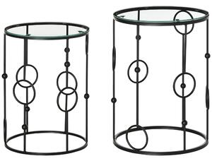 HOMCOM Nesting Round Coffee Table Set of 2 - Black
