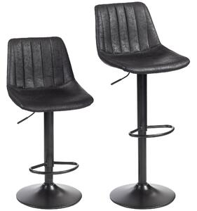 HOMCOM Set of 2 Leathaire Tub Bar Stools - Black