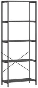 HOMCOM 5-Tier Bookshelf, Industrial Bookcase with Metal Frame - Dark Grey and Black