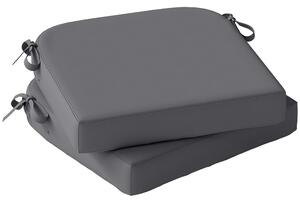 Outsunny Outdoor Chair Seat Cushions Set of 2, Garden Chair Cushions with 7cm Thick Foam & Ties, Dark Grey