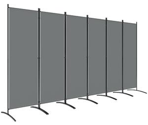 Outsunny 6 Panel Folding Room Divider Foldable Freestanding Garden Privacy Screen, 332 x 172 cm, Dark Grey