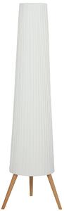 HOMCOM Dimmable Tripod Floor Lamp with Foot Switch, Nordic Standing Lamp with Wood Legs and Fabric Shade for Living Room, Bedroom, Office, 153cm, White