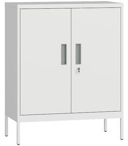 HOMCOM Metal Storage Cabinet with Lock and Adjustable Shelves - White