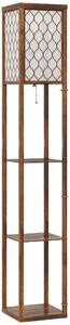 HOMCOM Three-Shelf Standing Lamp - Rustic Brown/White