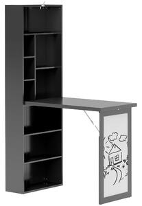 HOMCOM Three-Part Work Desk, with Storage and Chalkboard - Black