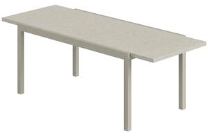 Outsunny Extending Garden Table, Aluminium Outdoor Dining Table for 8-10 with Wood-Like Grained Surface, Light Grey Wood Effect