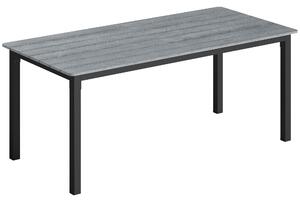 Outsunny Garden Dining Table for 6-8 Person, 180 x 86 cm Rectangular Outdoor Dining Table with Wood Slatted Top, Grey