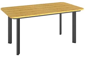 Outsunny Outdoor Garden Coffee Table, Garden Table with Slatted Wood Plastic Composite Top and Metal Frame, Brown