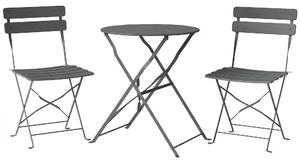Outsunny Folding Garden Bistro Set, Outdoor Round Bistro Table and Chairs Set 2 with Electrophoresis Metal Frame, Grey