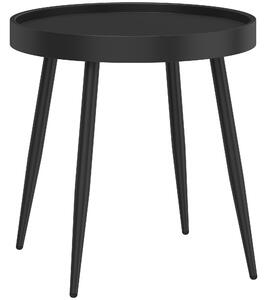 Outsunny 49.5 cm Round Garden Table, Small Outdoor Coffee Side Table with Plastic Tray-Style Top, Metal Legs, Black