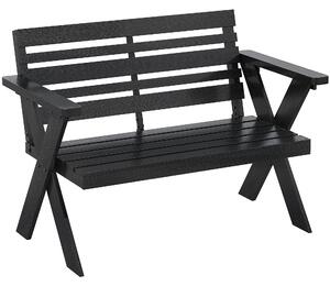 Outsunny 2 Seater Wooden Garden Bench, Slatted Patio Bench with Armrest and Backrest, Black