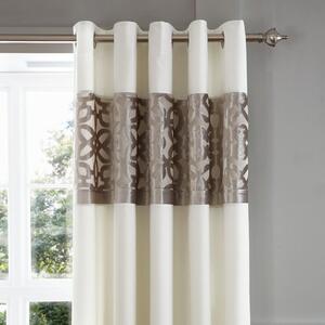 Catherine Lansfield Natural Lattice Cut Velvet Eyelet Curtains