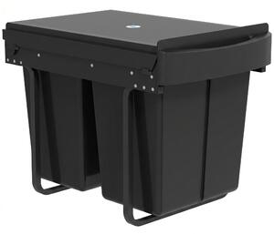 HOMCOM Pull Out Bin, Kitchen Under Sink Bin with 2 Removable Compartments, Smooth Glide, Black