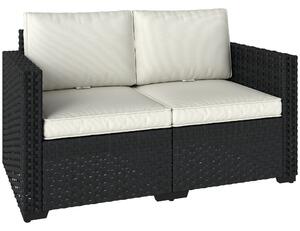 Outsunny 2 Seater Rattan Sofa, Outdoor Garden Sofa with Deep Seat, Cushions, Wide Armrests for Patio, Balcony, Porch, Black